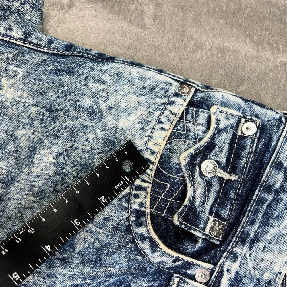 True Religion‎ Jeans Mens 37x34 Blue Acid Wash Straight Flap Pockets Grunge Y2K